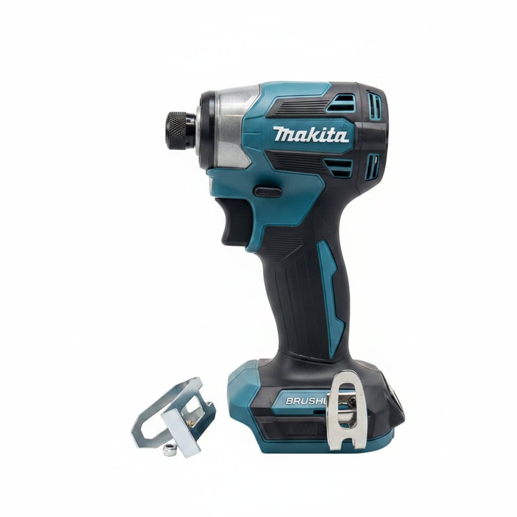 Makita 18V LXT Cordless Impact Driver DTD173, a brushless electric drill screwdriver for driving wood screws and bolts, shown on a workbench.