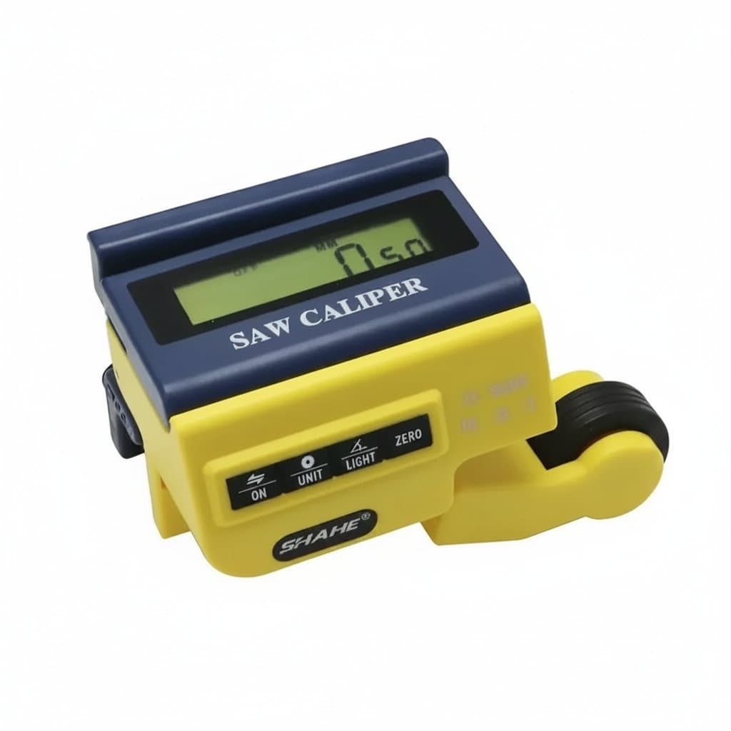 SHAHE digital distance measuring instrument, 30m range, 0.05mm resolution, a precise tool for woodworking, like adjusting a brake caliper.