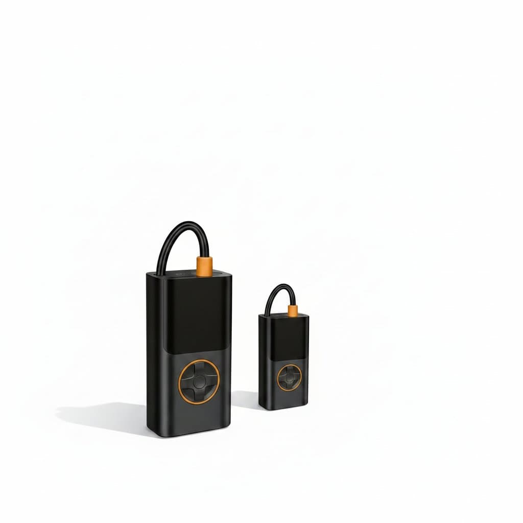 Digital tyre inflator for car, a compact device.