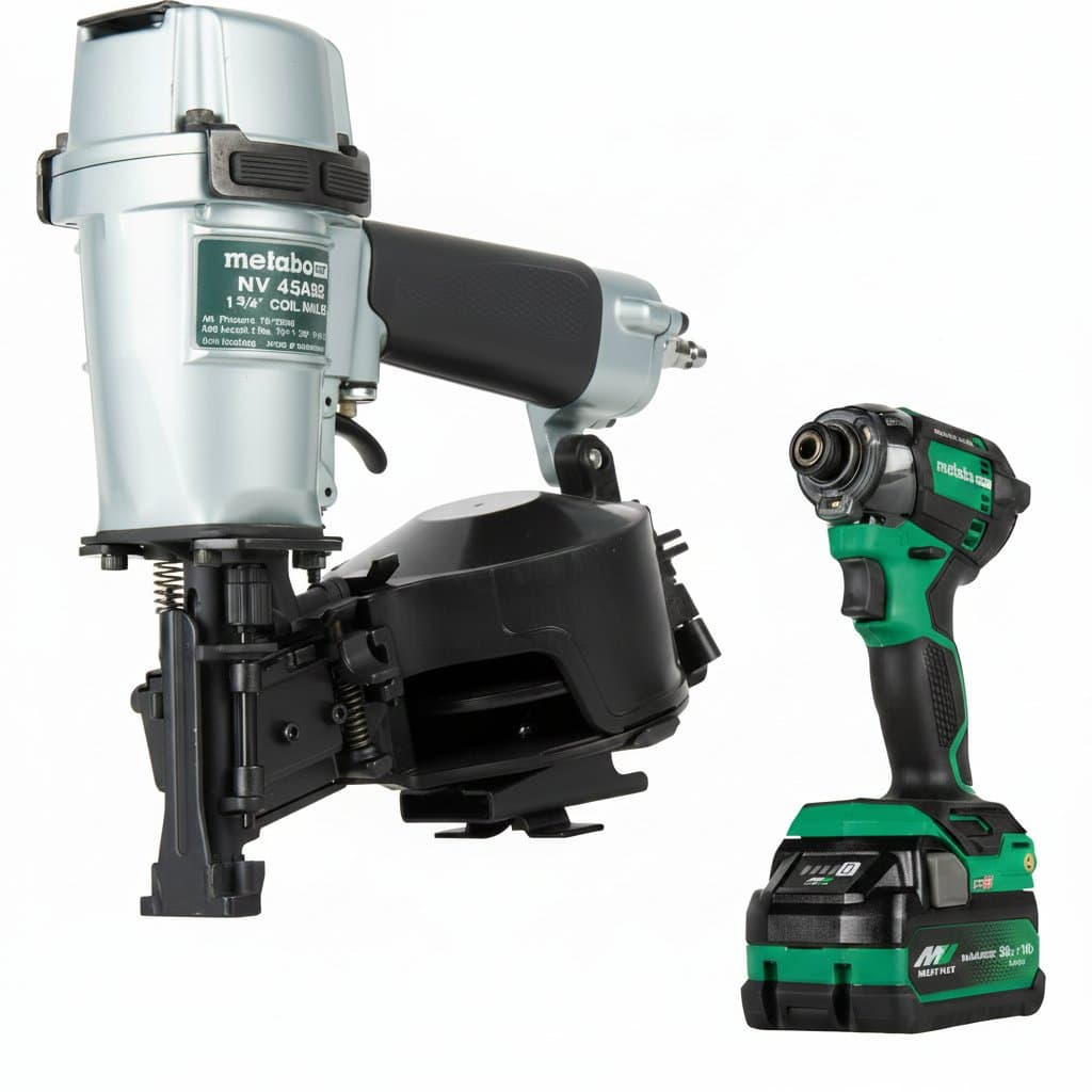 Coil Roofing Nailer | 1-3/4 Inch with Bonus Impact Driver Kit | Integrated Pneumatic System - Image 1