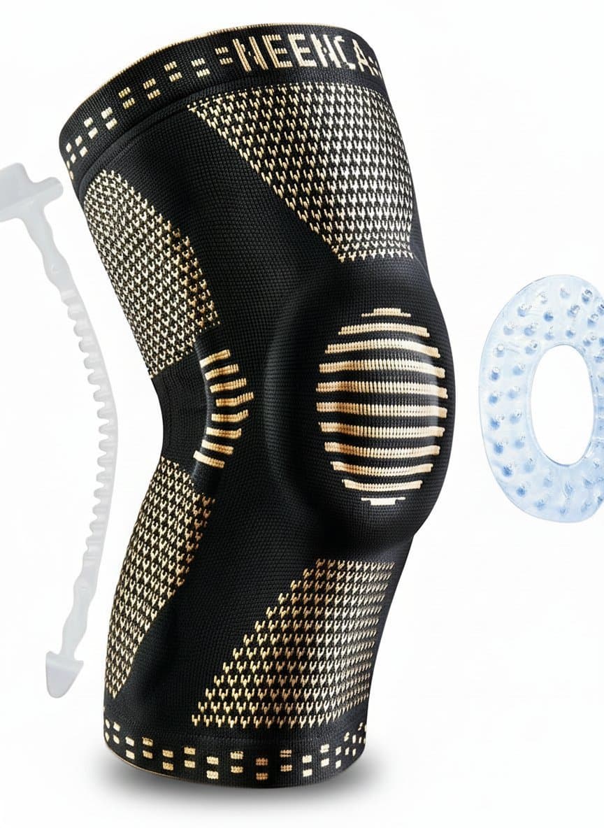 Hinged knee brace with removable side stabilizers and gel patella support for arthritis, meniscus tear, and ACL injury relief.