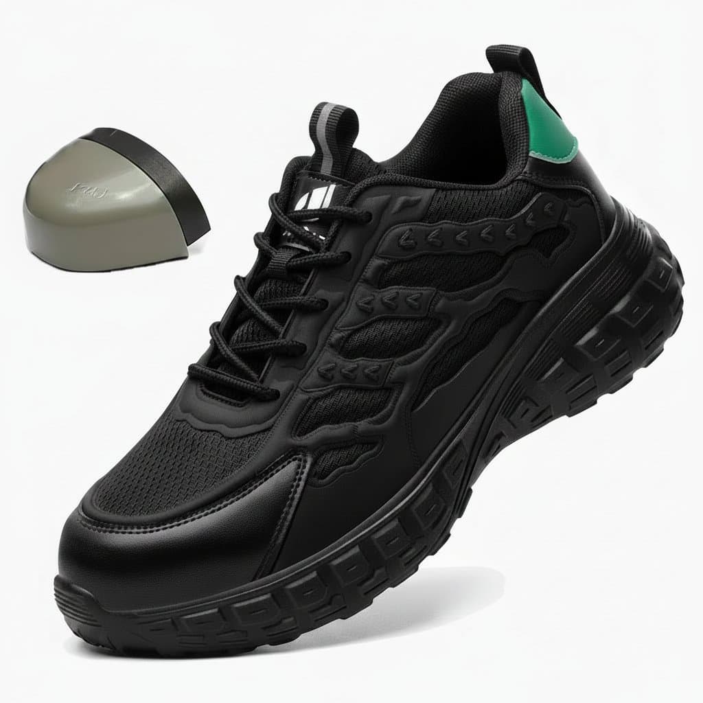 High-quality men's safety sneakers with steel toe protection, featuring puncture-proof construction and lightweight design for security work boots.