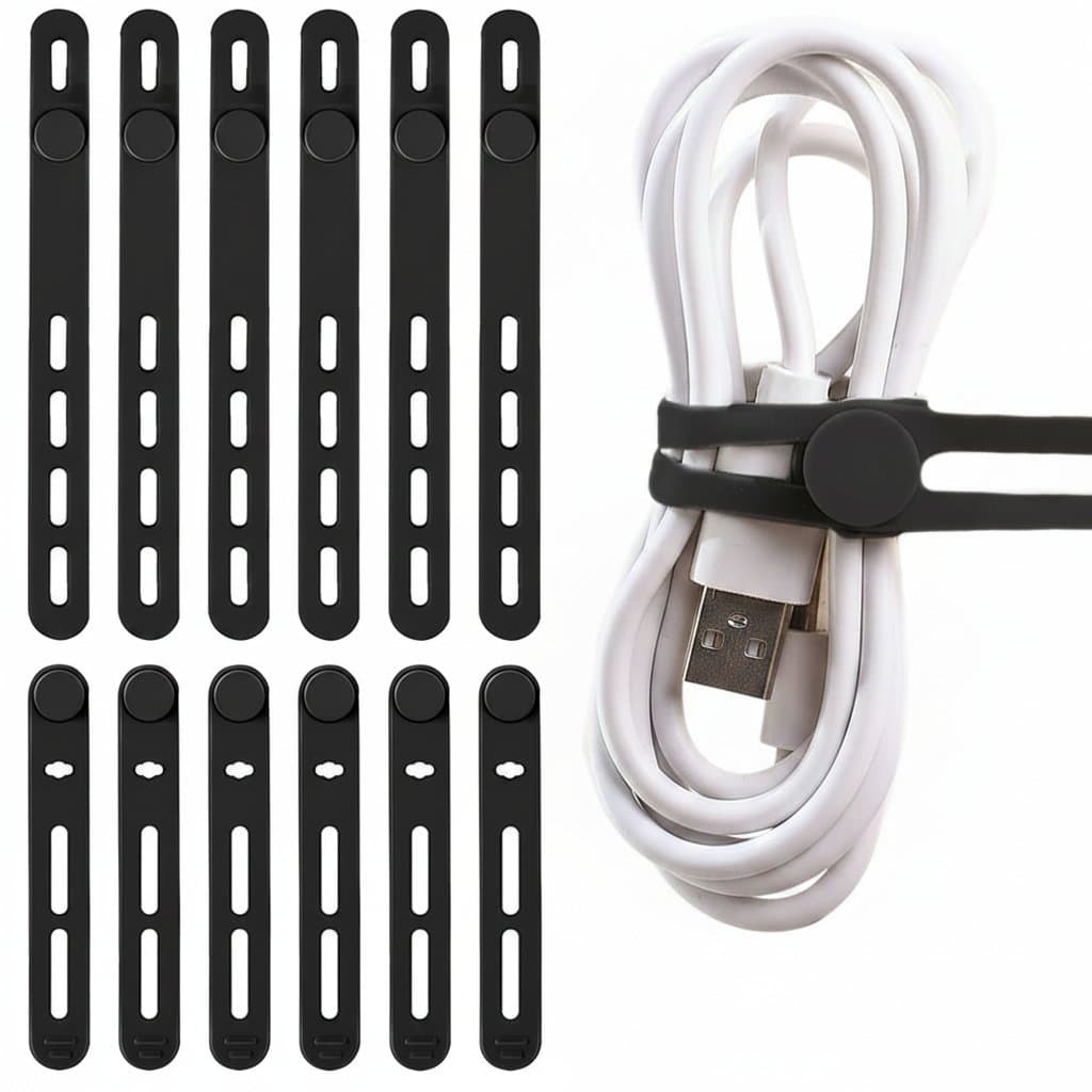 Reusable Cable Ties | Soft Silicone Wire Organizers | Adjustable Cord Management System