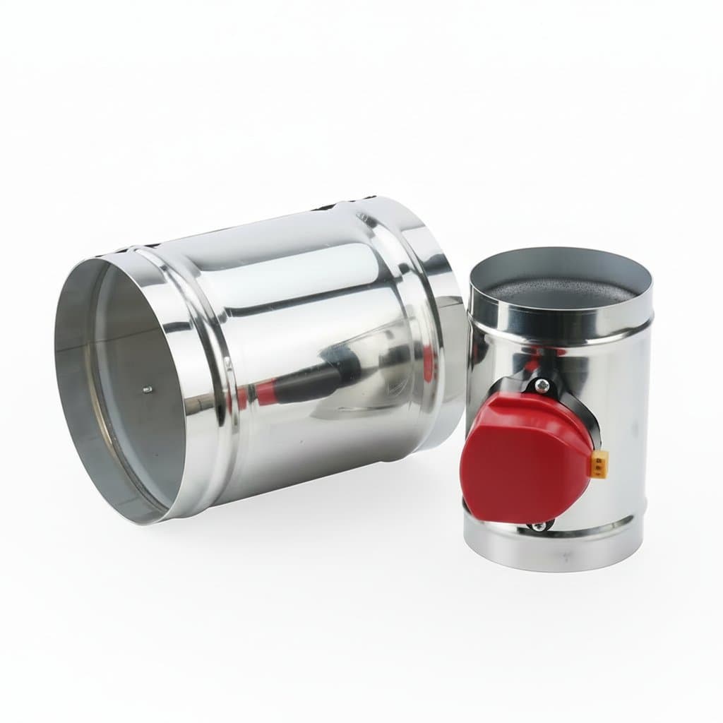 Double check valve for outside tap, a brass fitting with a red handle.