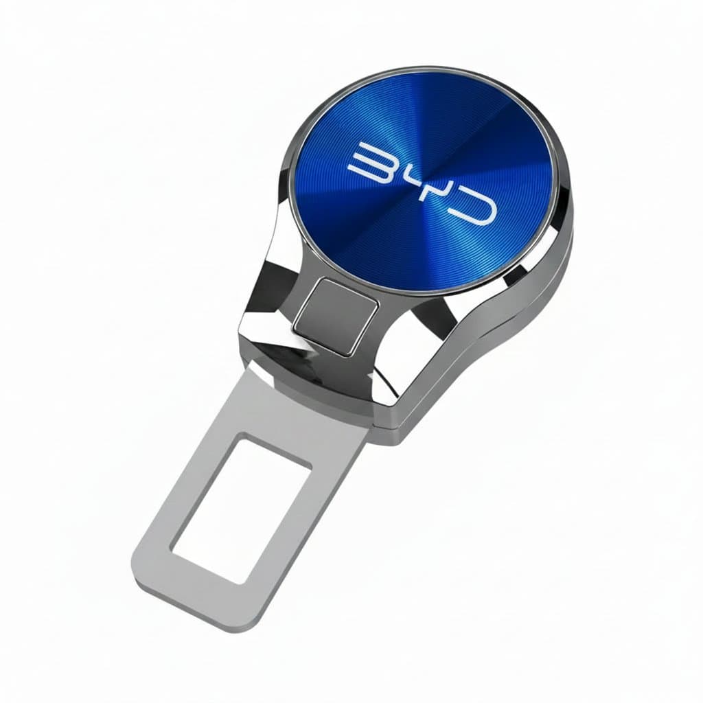A premium zinc alloy car seat belt extender for BYD vehicles, featuring a stylish CD texture plug, providing enhanced comfort and safety.