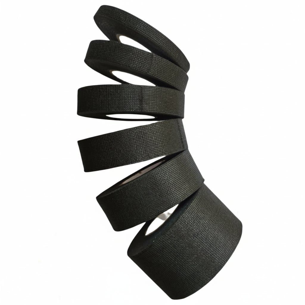 Premium 20-roll bundle of black velvet harness tape for automotive and electrical wiring, providing heat-resistant cloth insulation.