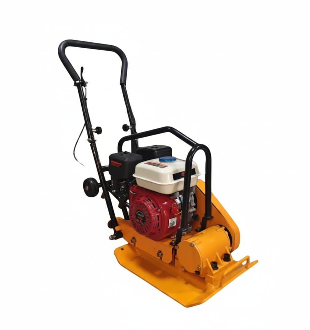 GX160 plate compactor with optional water tank attachment for asphalt compaction, featuring a durable engine and heavy-duty plate.