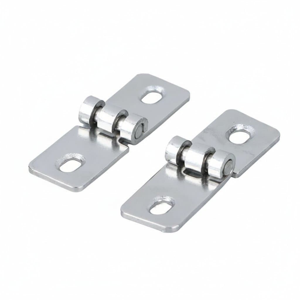 Two stainless steel nothing frame hinges with screws for balcony windows or vintage wooden box decoration.