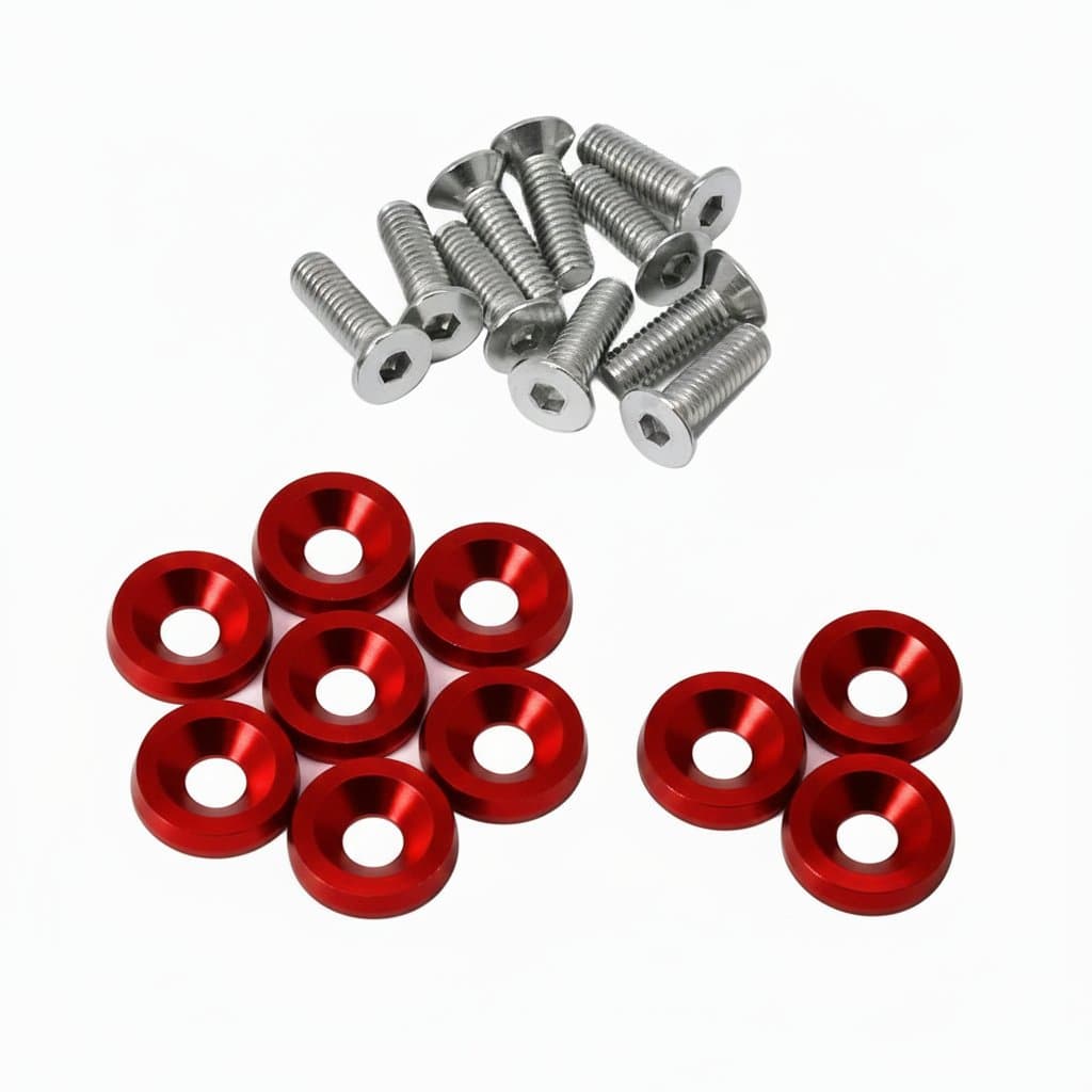 Modified Fasteners Kit | 10 PCS M6 Concave Screws & Washers | For Fender, Bumper & License Plate