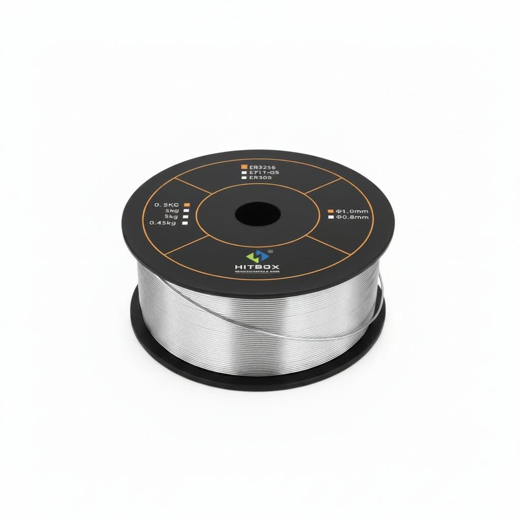 HITBOX ER5356 aluminum MIG welding wire spool, 0.5kg weight and 1.0mm diameter, for use with spool guns and MIG welders.