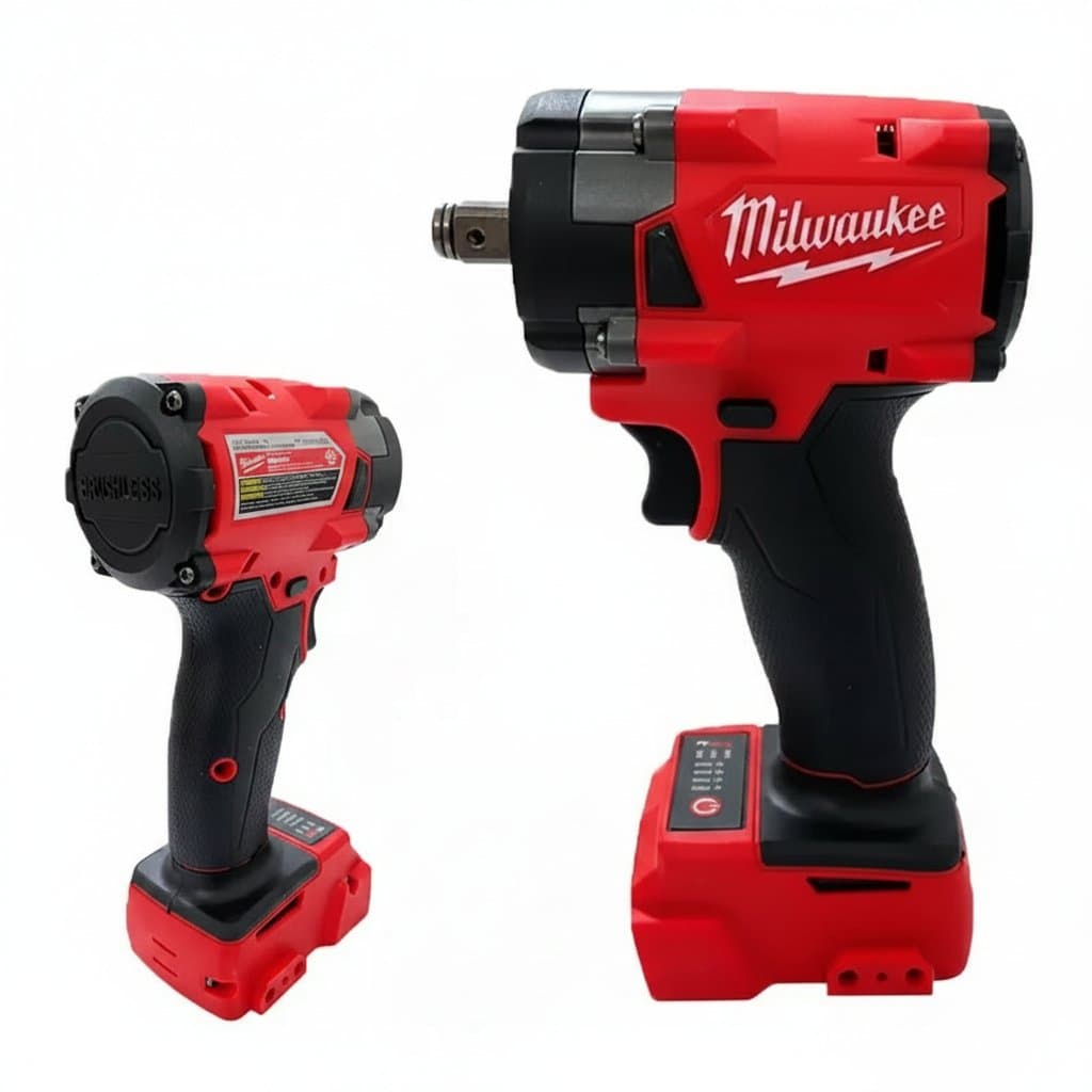 Milwaukee 1/2-inch brushless cordless impact wrench for automotive repair, featuring high torque output for lug nuts and bolts.