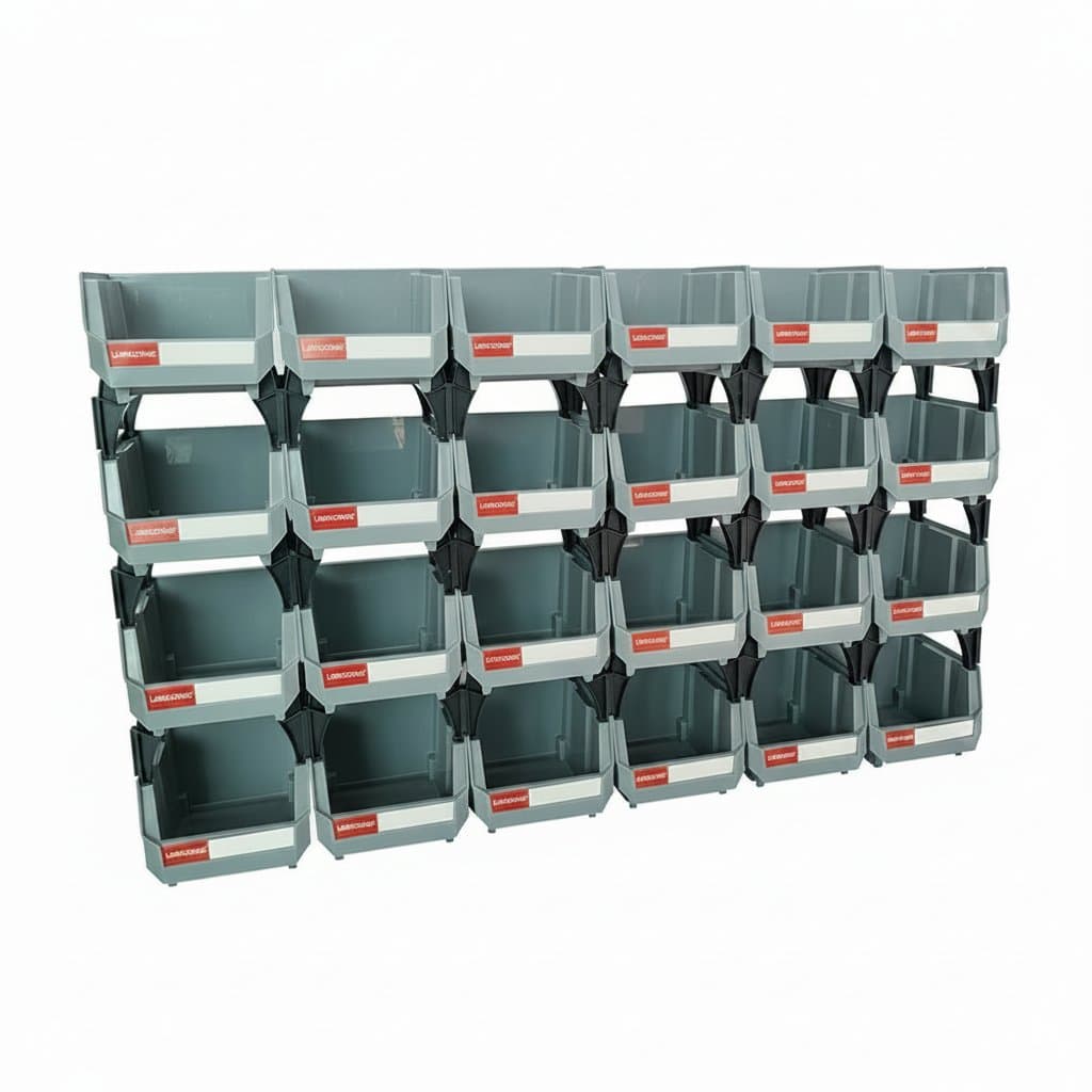 Parts Bin Organizer | 6/24-Pack Stackable Garage Storage | 13.5x10.5x7.6cm Tool Container