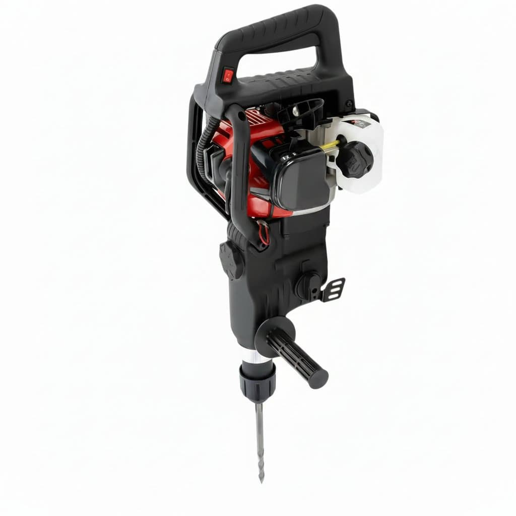 Professional 3-in-1 Gasoline Hammer Drill for demolition, crushing, and drilling into concrete and hard materials.