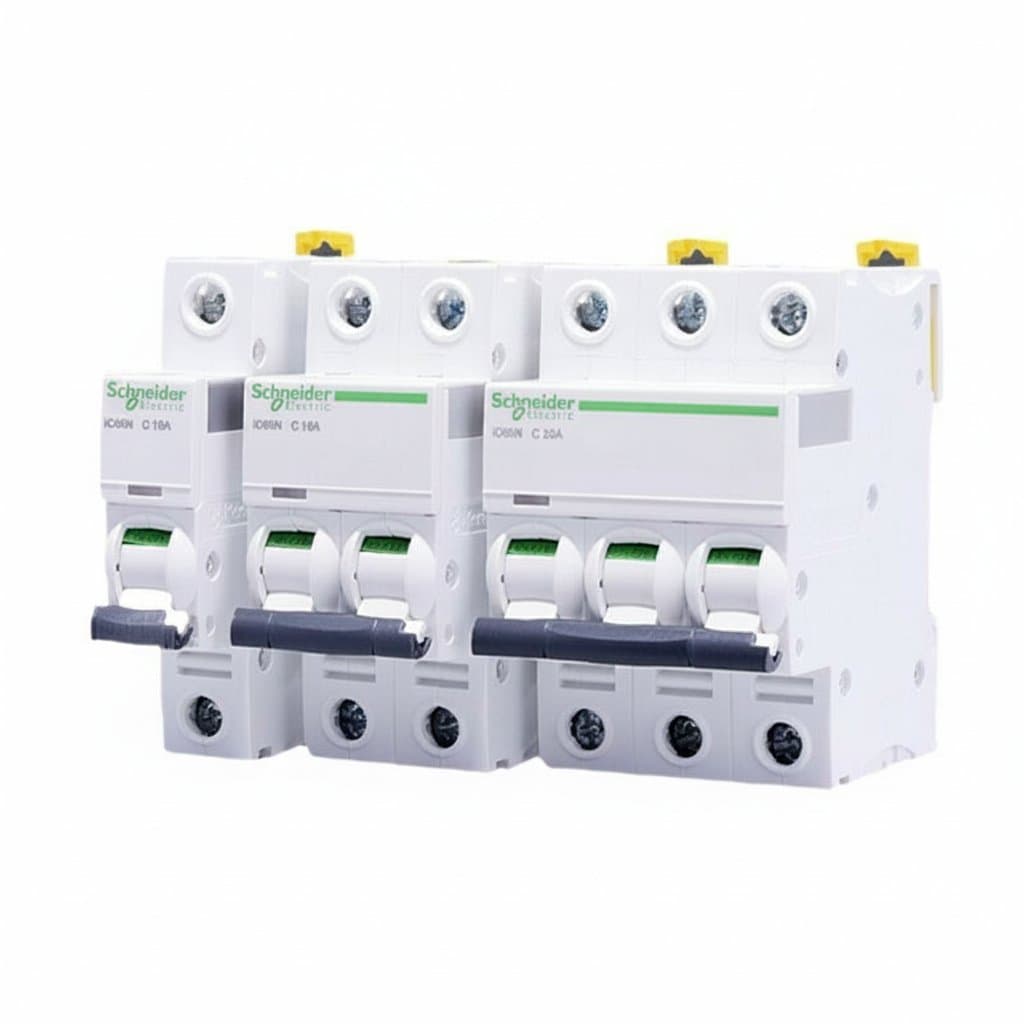 Schneider Electric Acti9 IC65N miniature circuit breaker with Type C trip curve, available in 1 to 4 poles and current ratings from 10A to 63A.