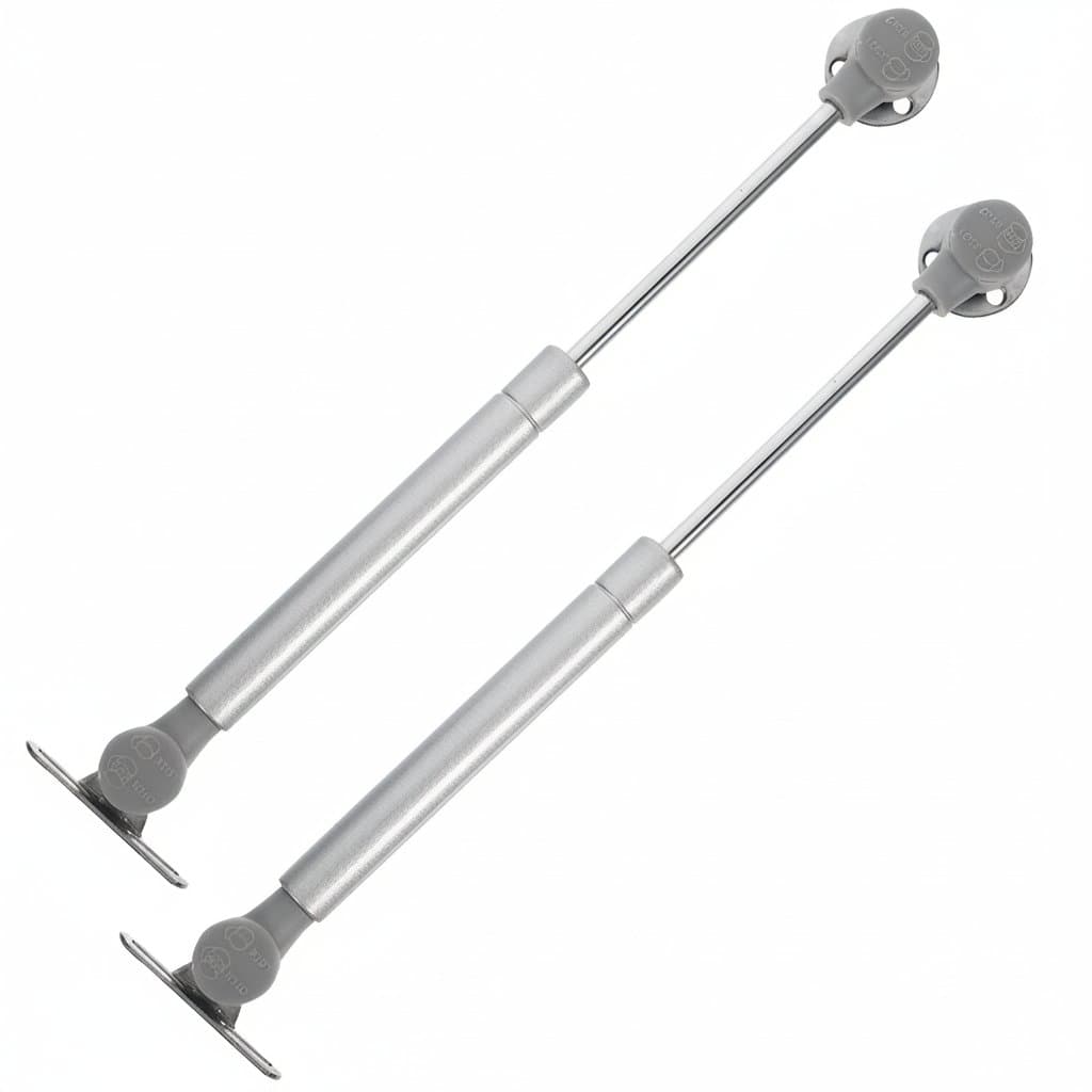 Pair of hydraulic support rods for kitchen cabinets, featuring retractable lifting mechanism with cushioning pressure buffer for smooth operation.