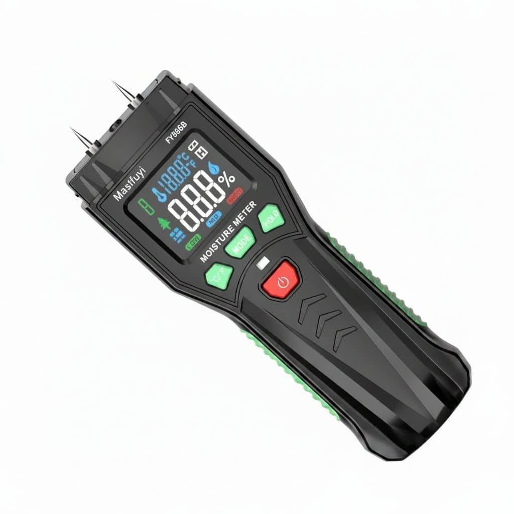 Two-Pin Digital Moisture Meter with LCD Screen for Wood, Walls & Concrete Detection