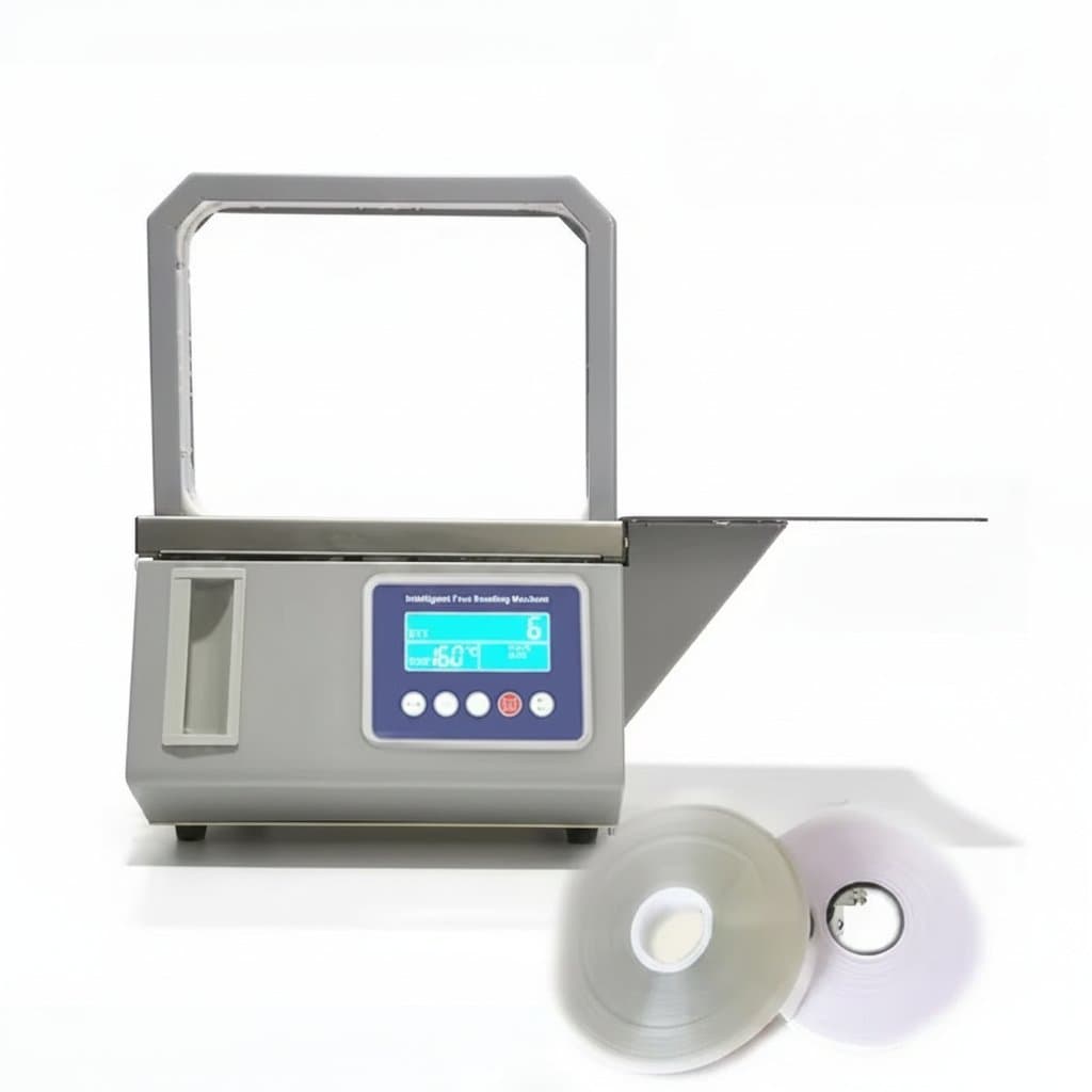 DG-12 Automatic Opp Strapping Machine for bundling banknotes, vegetables, and supermarket goods with efficient plastic tape.