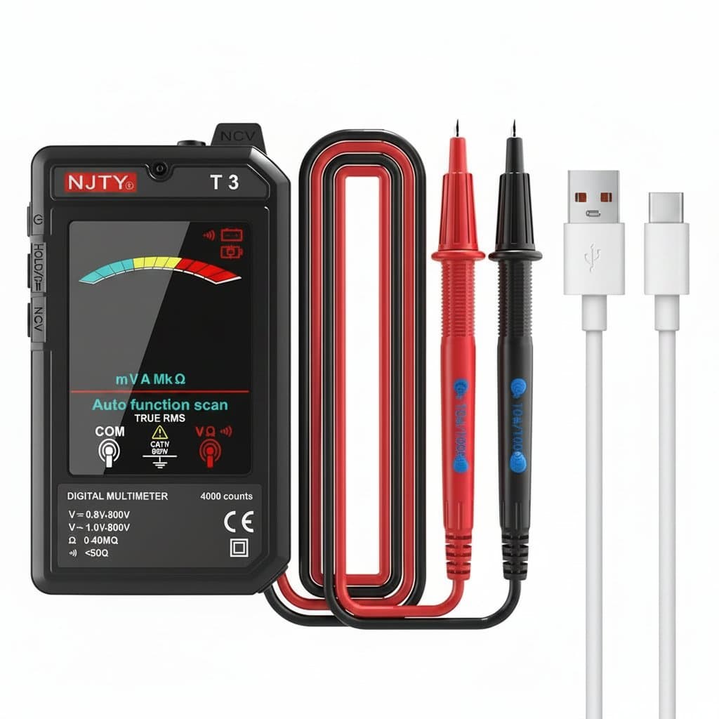 NJTY T3 Multimeter | Auto-Ranging 4000 Counts | Type-C Charging NCV