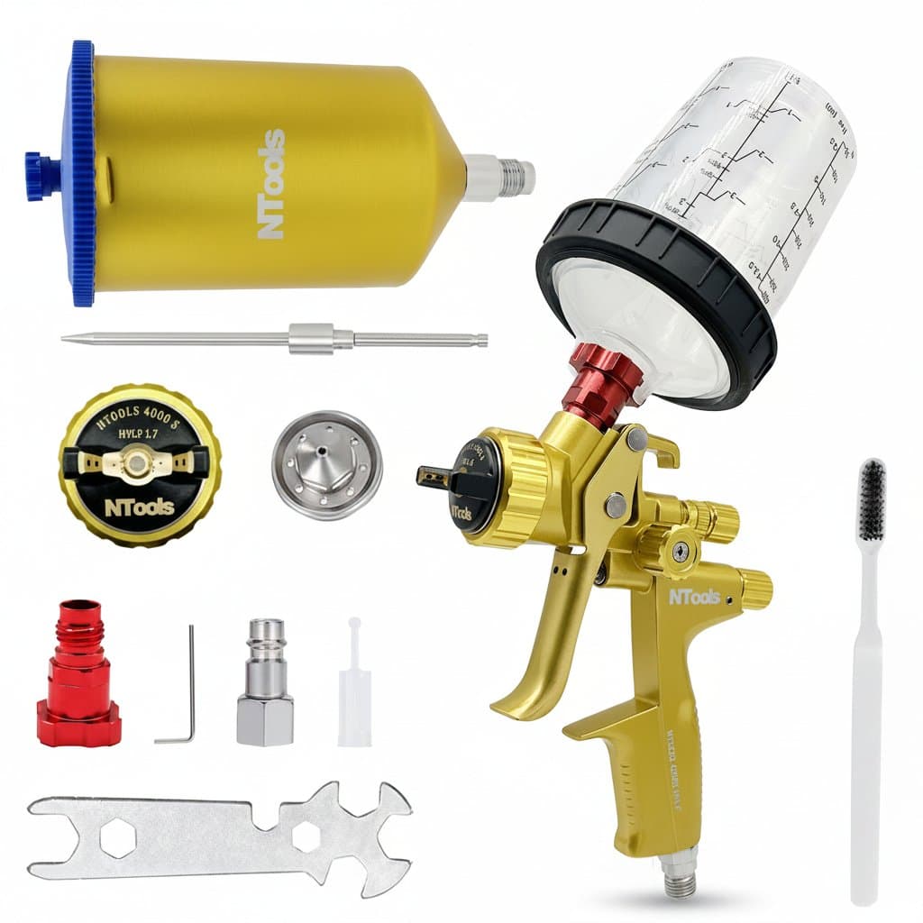 Spray Gun Kit | 1.3mm & 1.7mm Nozzles with 400cc Cup & 600cc Tank | For Varnishes & Primer Paint
