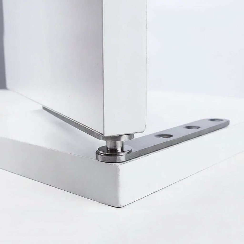 Stainless steel 360-degree rotating shaft hinge for concealed cabinet installation with positioning capability.