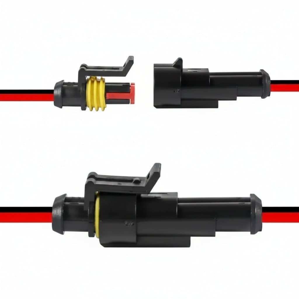 10-piece set of 2-pin waterproof electrical connectors with male and female plugs, 16 AWG wire for automotive, marine, and truck use.