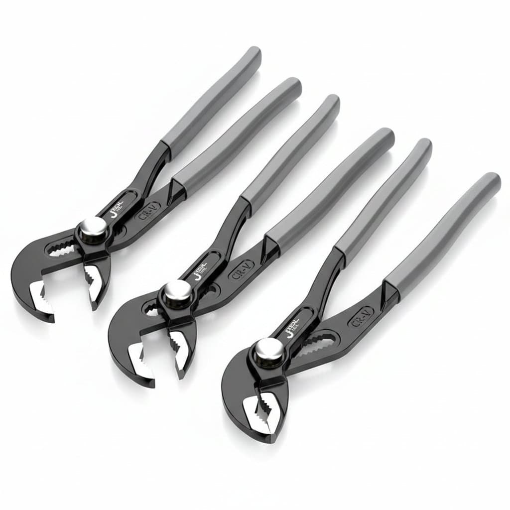Quick-release water pump pliers with adjustable jaw for plumbing, pipe clamping, and household repair tasks.