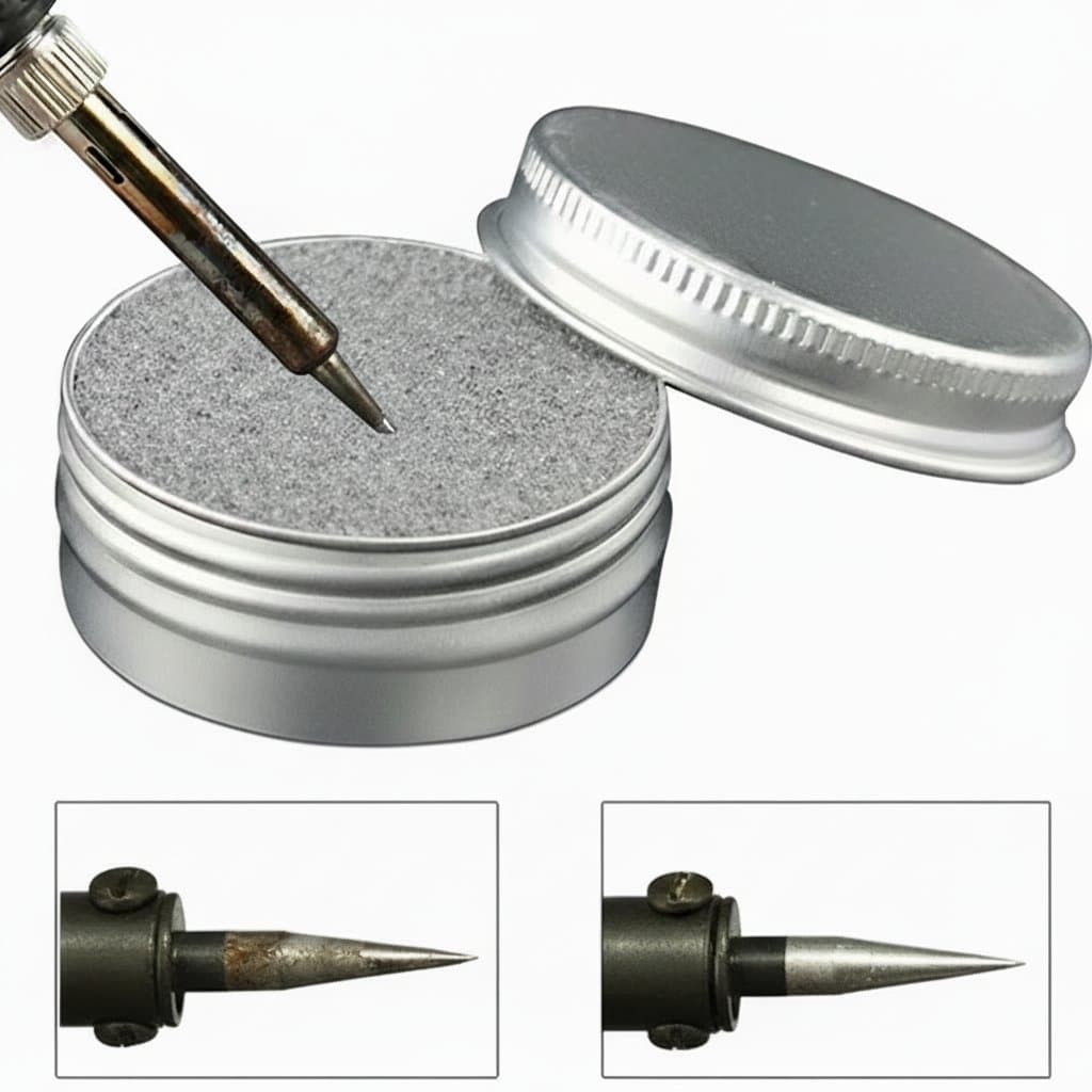 Soldering iron tip refresher paste in a jar, a non-stick tin solder cream for cleaning and resurrecting oxidized tips to enhance welding efficiency.