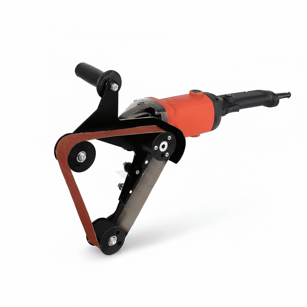 Mini belt sander and polisher tool for DIY projects, featuring a stainless steel tube construction for grinding and polishing pipes.