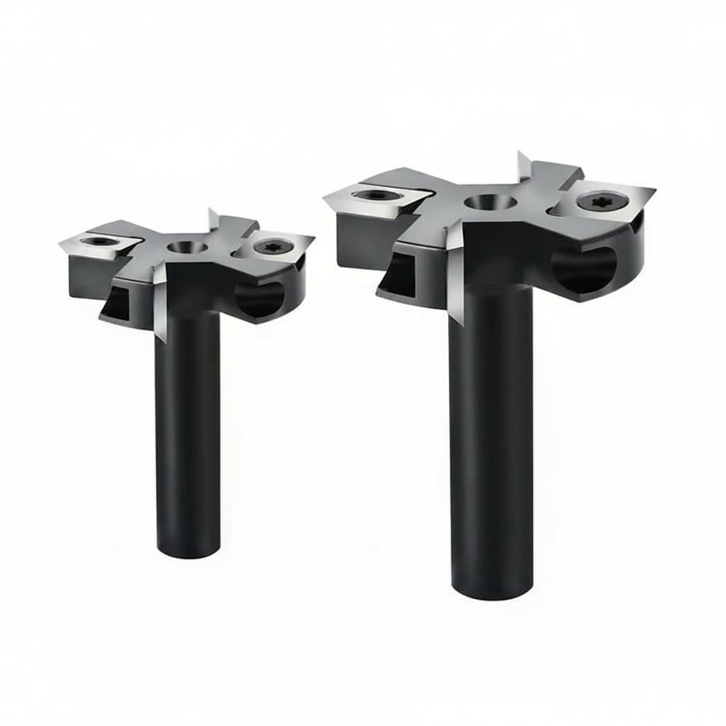 XCAN 4-flute spoilboard surfacing router bit with 8-12mm shank, carbide insert slab flattening bit for wood planing applications.