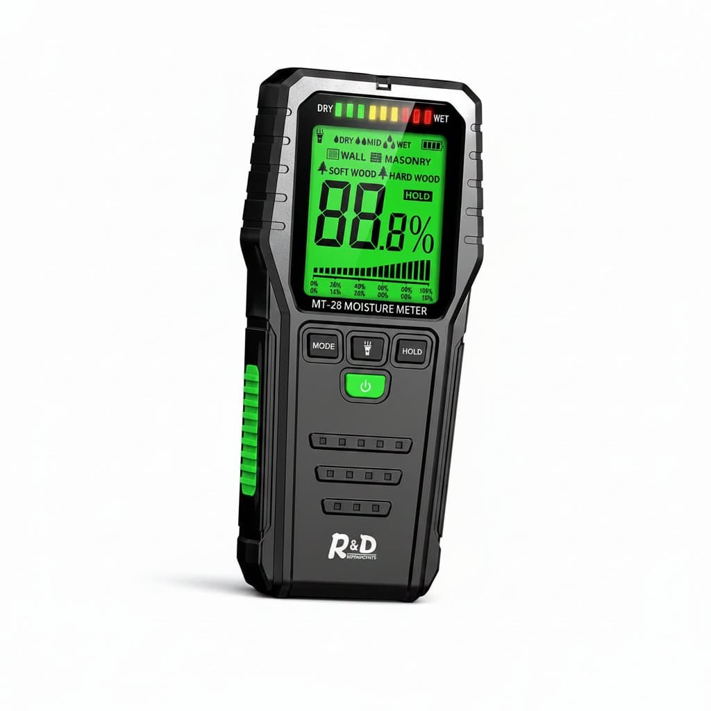 Pinless Moisture Meter | Non-Invasive Wood & Wall Detector | 19mm Depth, Flashlight - Professional Grade Tool