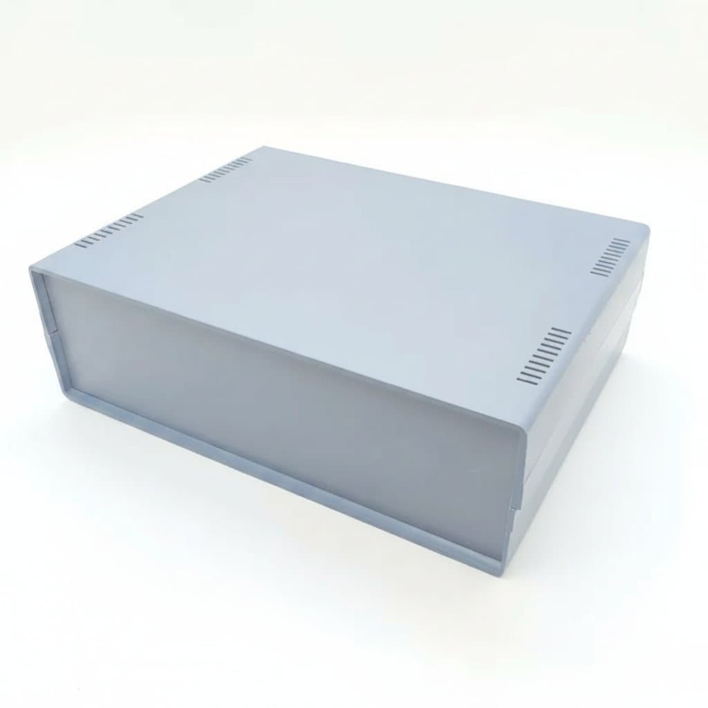 Durable plastic enclosure case for electronics, measuring 255x190x80mm, ideal for circuit board projects and DIY wiring with included mounting screws.