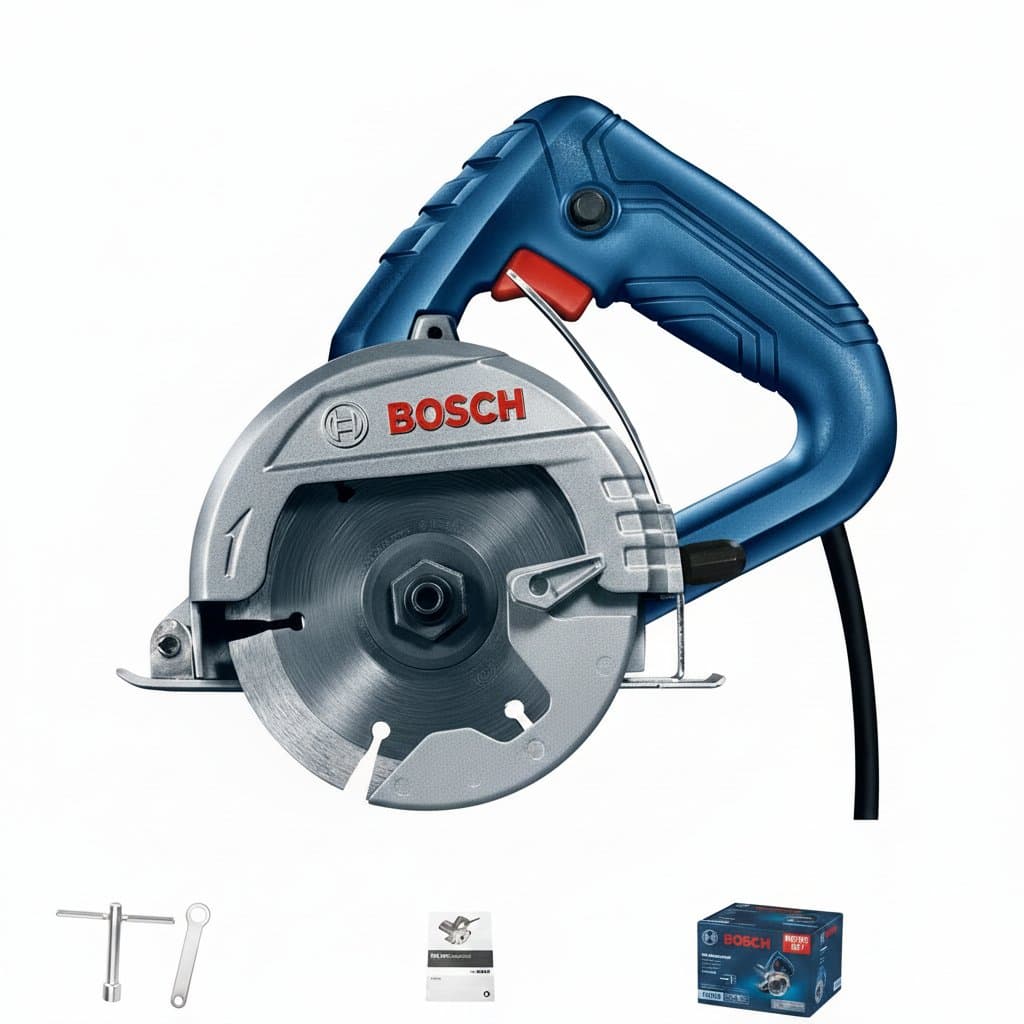 Bosch GDC 140/GDM 13-34 professional handheld electric circular saw for high-precision marble and tile cutting.