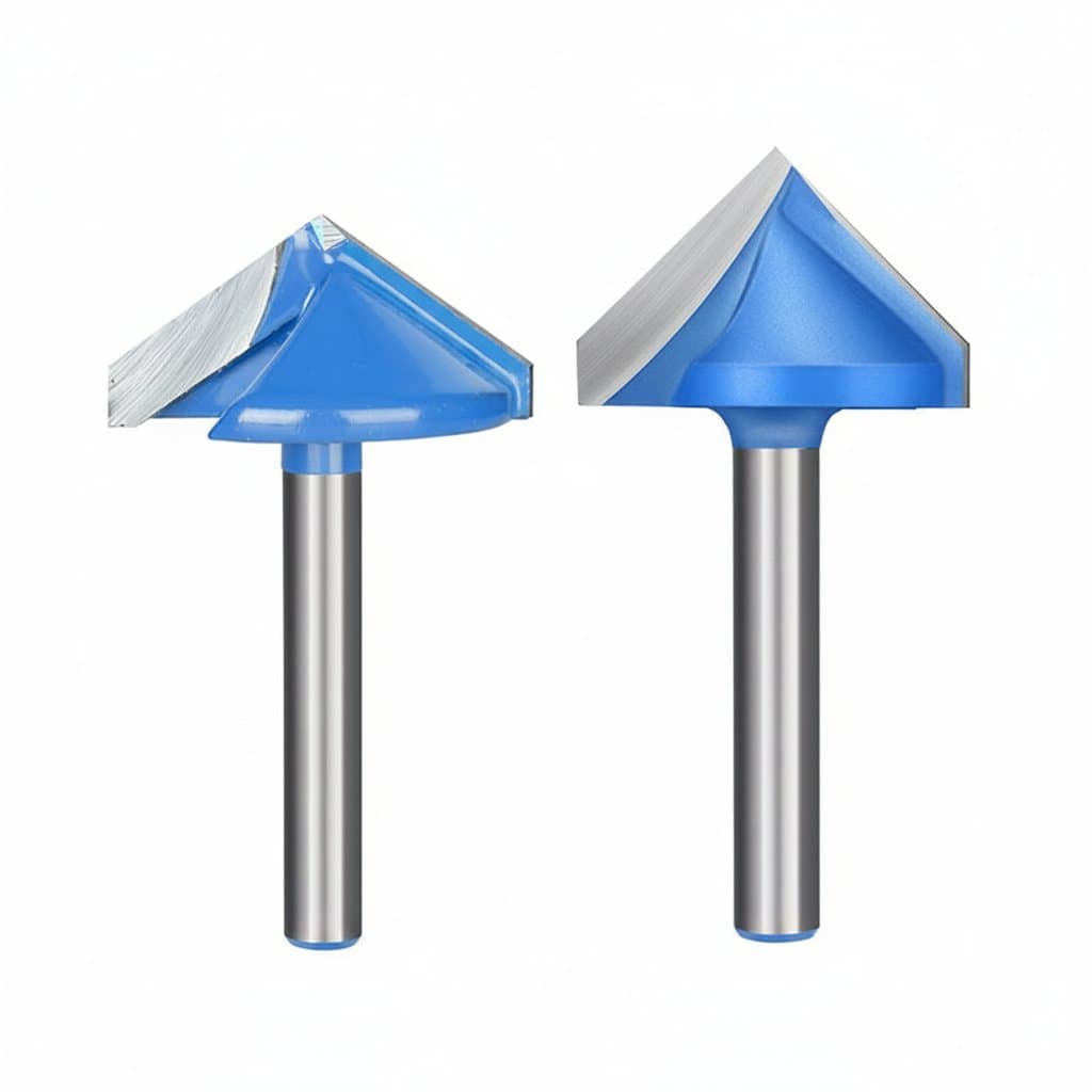 XCAN 6mm shank V-shape engraving router bit with 60-150 degree angle range, made of tungsten carbide for woodworking and 3D milling.