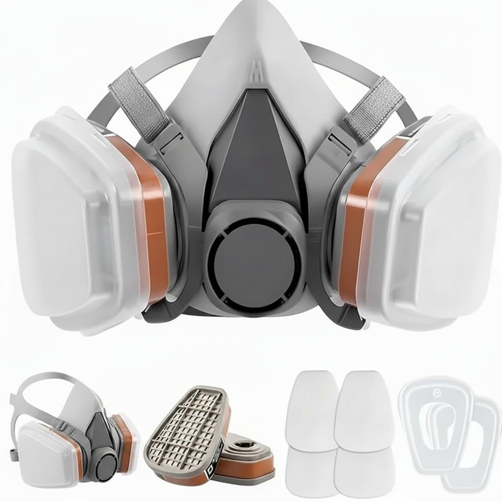 Half Face Respirator | 7-in-1 Multi-Gas & Vapor Filter | For Painting, Chemicals & Work Safety