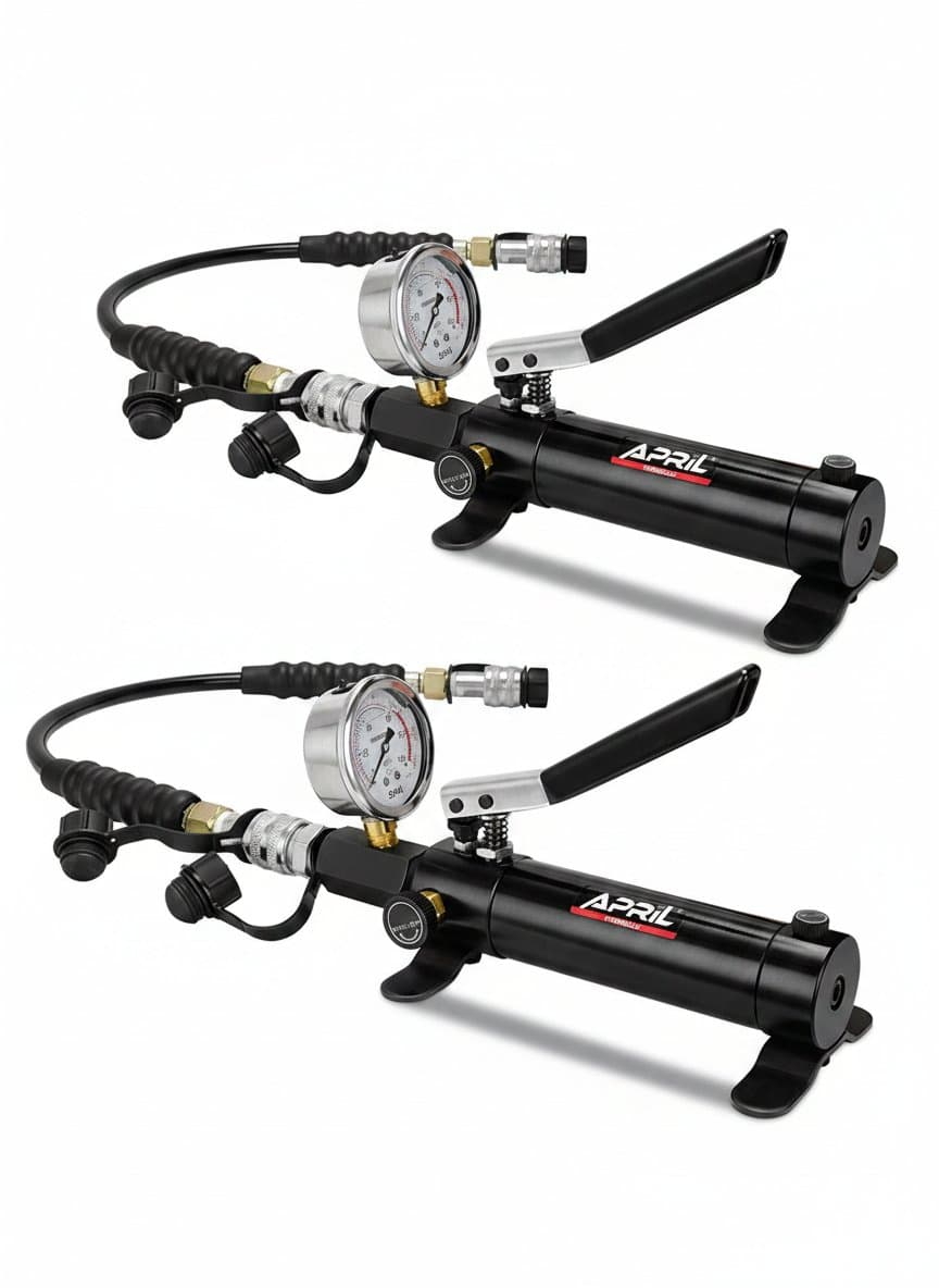 APR-180 high pressure manual hydraulic hand pump for industrial machinery, featuring a durable steel body and integrated pressure gauge.