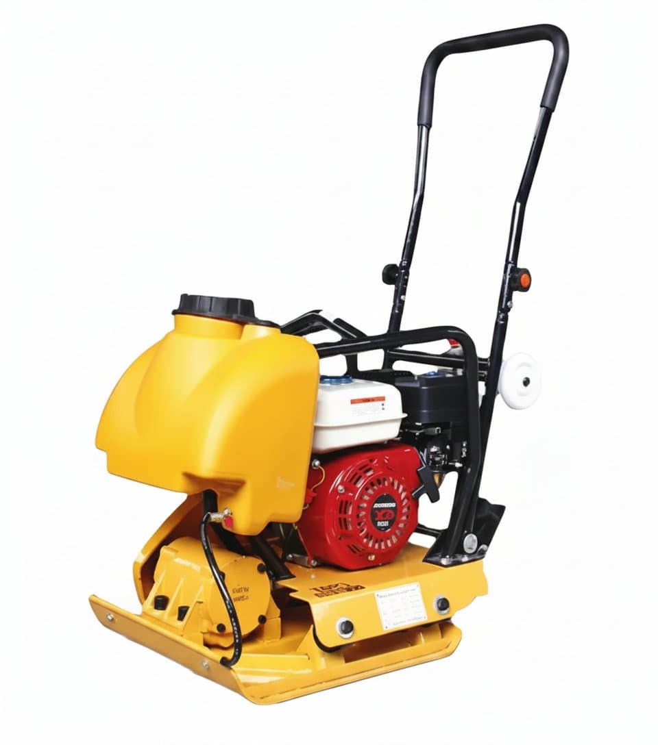 Portable one-way vibrating plate compactor, ideal for forward-only compaction in tight spaces like trenches and around foundations.