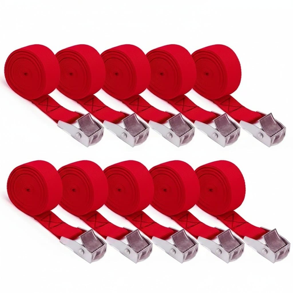 Heavy-Duty Ratchet Tie-Down Straps | 10-Pack with Zinc Alloy Buckles | 2M Cargo & Luggage Securing - Image 1