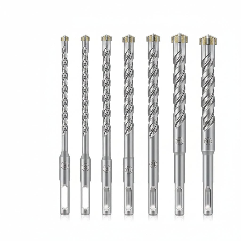 Tungsten carbide drill bit set for concrete, tile, glass, and stainless steel, featuring a durable twist design and milling cutter.