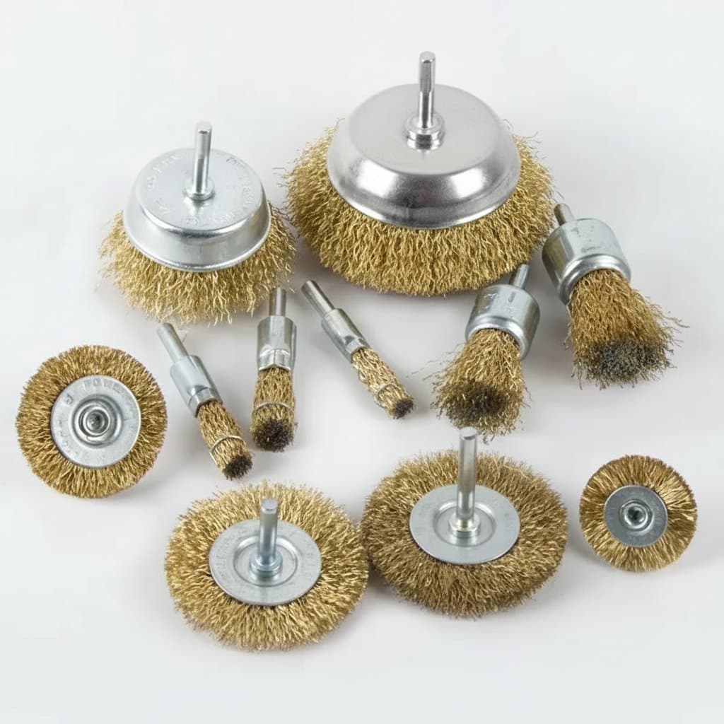 Rotary Wire Brush Set | Heavy-Duty Rust Removal & Metal Polishing | 50mm, 60mm, 75mm Brass Wheels for Drill Tools - Image 1