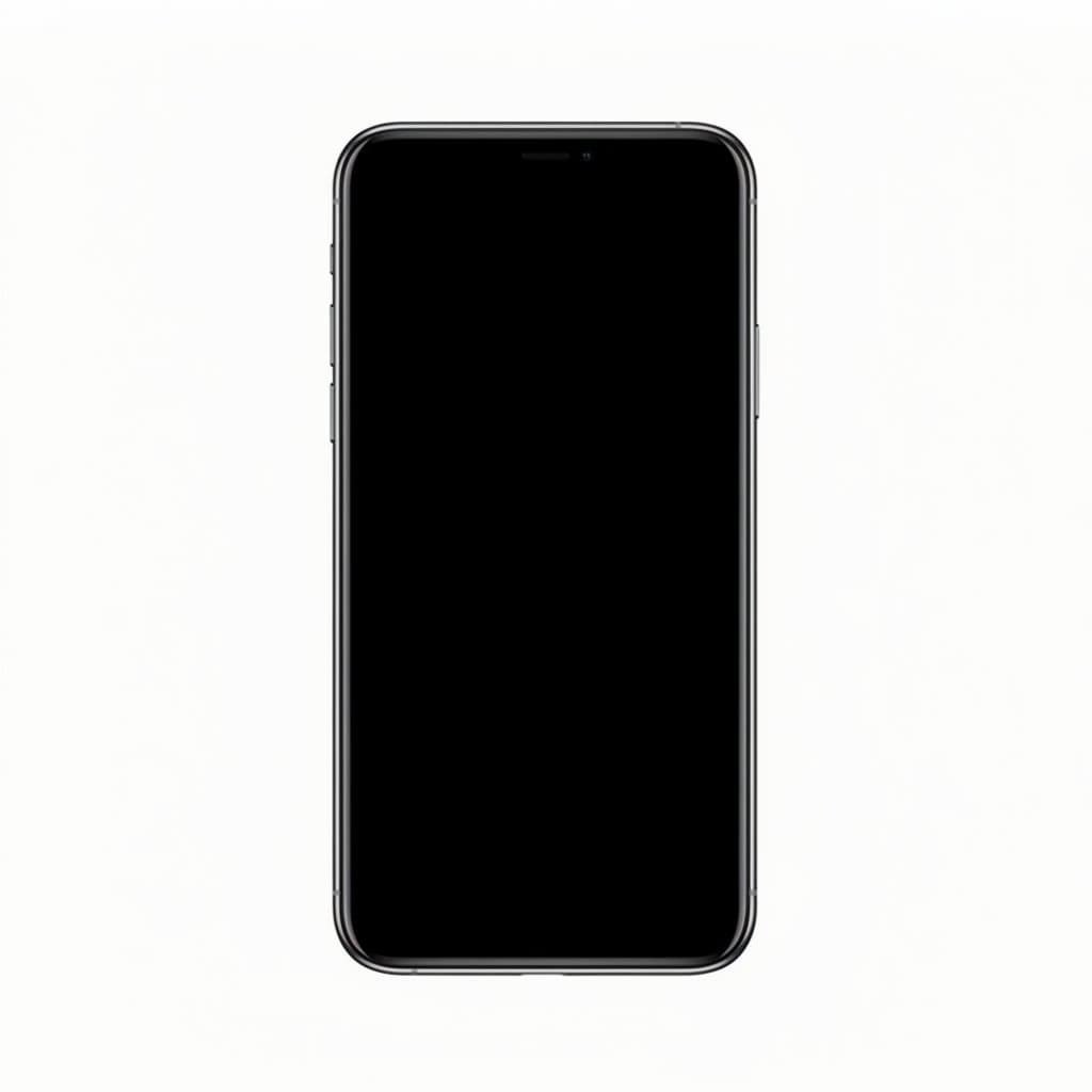 Service Vinyl Gloves on hands holding a smartphone with a blank screen.