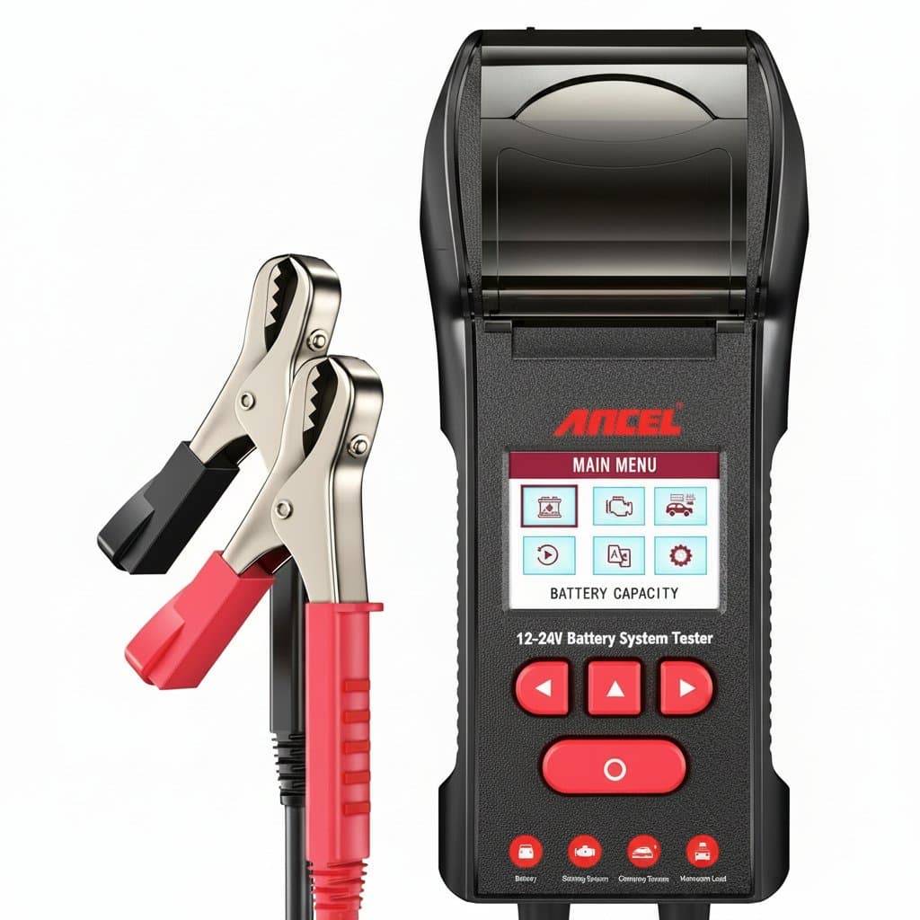 Automotive Battery & Charging System Analyzer | 12V/24V Diagnostic Tester with Printer