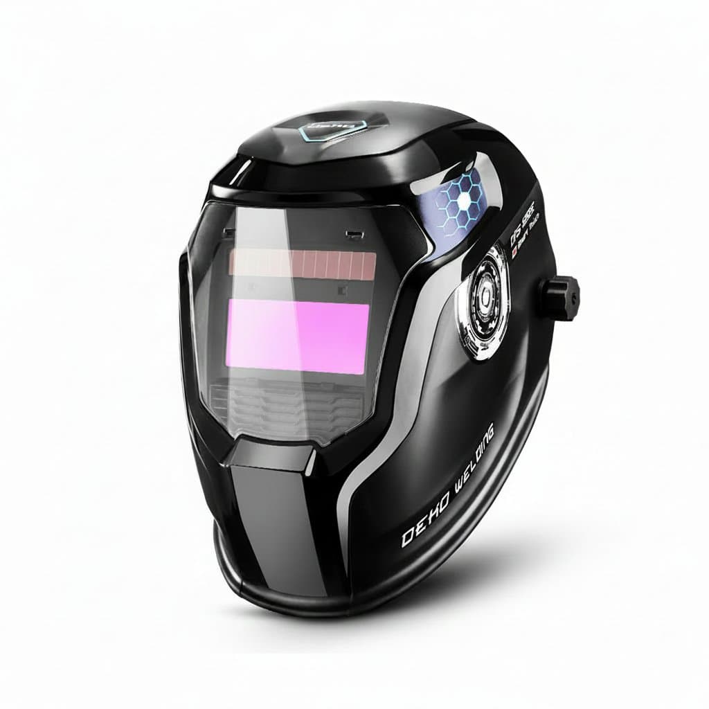 DEKO Skull Solar Auto Darkening Welding Helmet with adjustable shade range 4/9-13 for MIG and MMA welding machines.