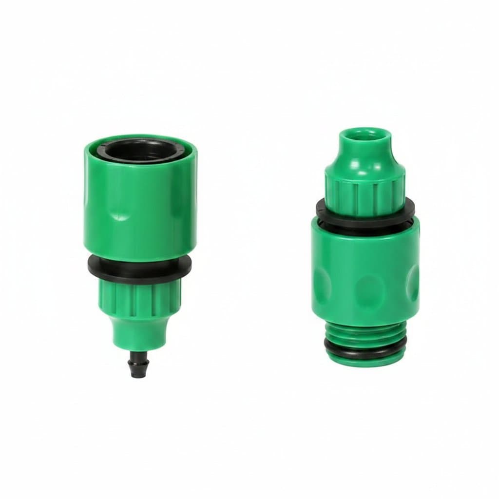 Garden Hose Tap Quick Connectors: collage of product views and uses.