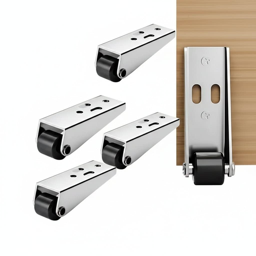 Heavy duty universal silent nylon wheel set for sliding doors and miniature furniture, 4-pack with mounting screws included.