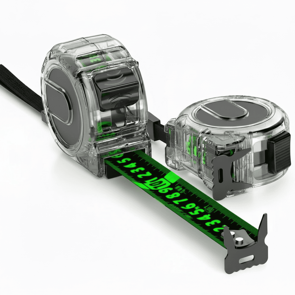 50m Laser and 5m Steel Tape Measure with digital display, featuring a durable non-slip body and accurate measurement hook.