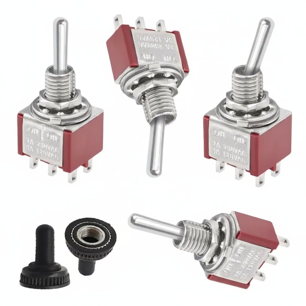 Mini Toggle Switch 6mm SPDT ON-OFF-ON with sealed cap for DIY electronics and control panel installation