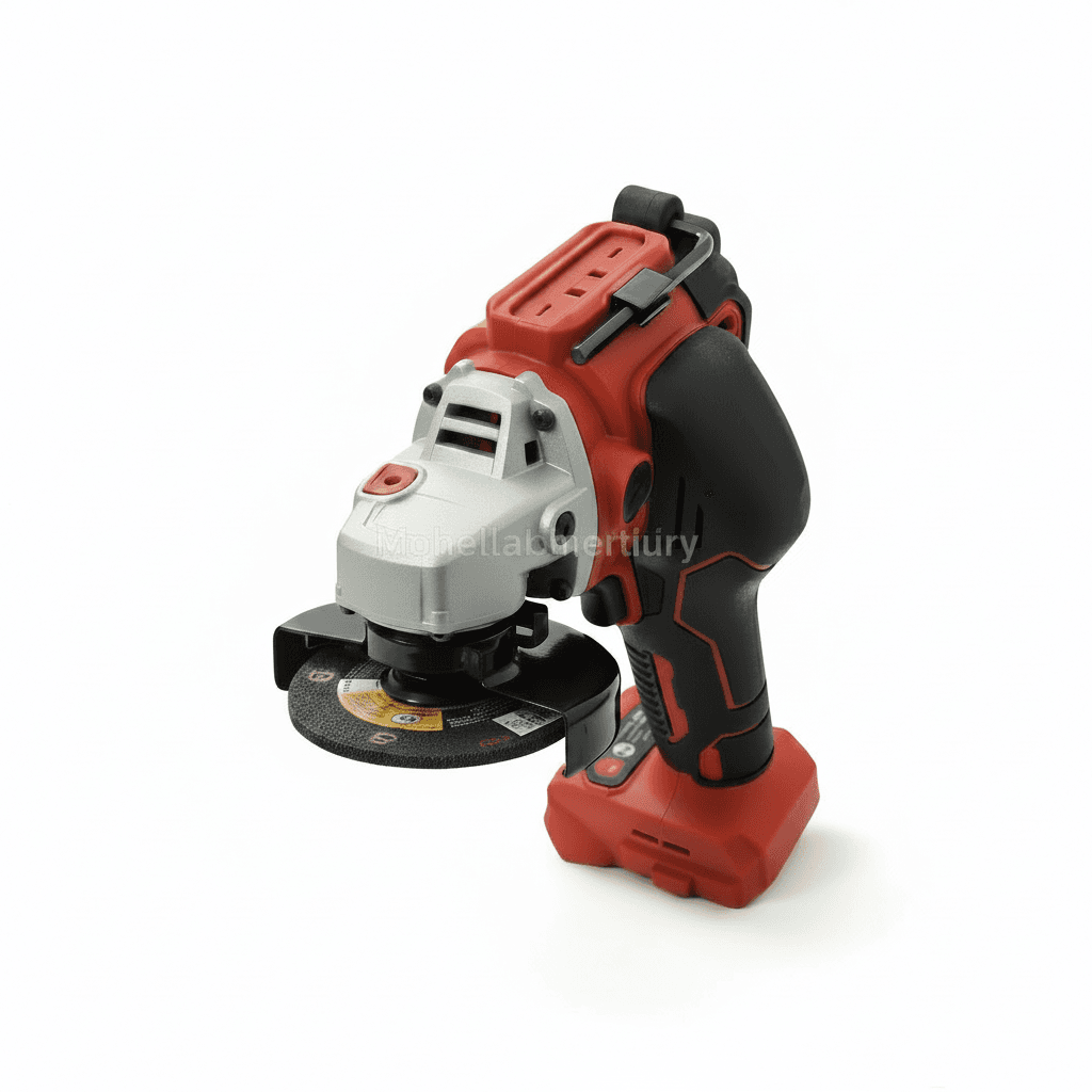 Milwaukee cordless 3-inch angle grinder and polishing machine for diamond cutting, grinding, and cut-off operations.