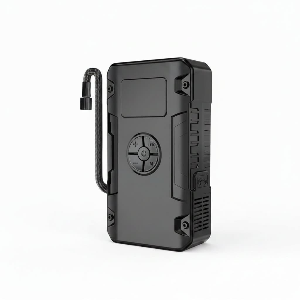 A wireless peak car jump starter, portable emergency booster and car power supply, an all-in-one backup for vehicles.