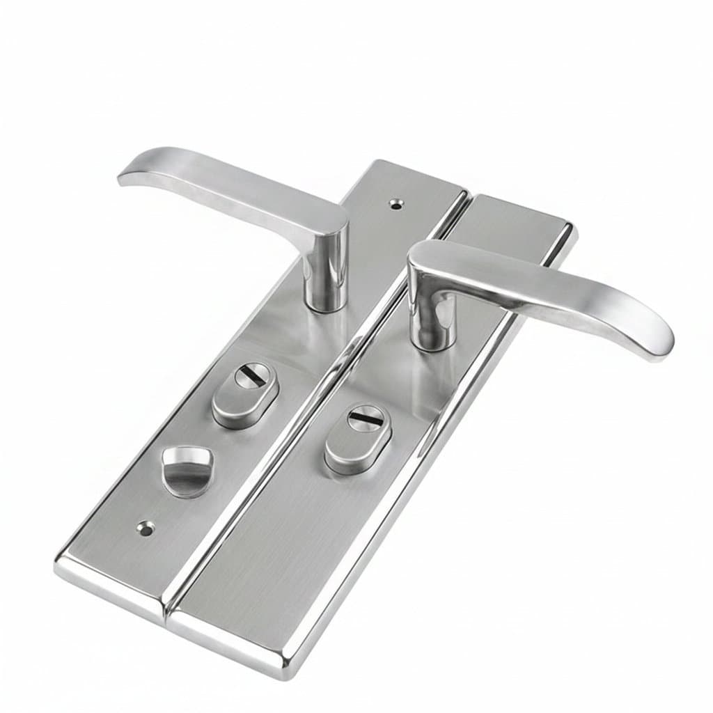 A 304 stainless steel anti-theft door handle and mechanical lock set, designed as a universal and durable entrance door solution.