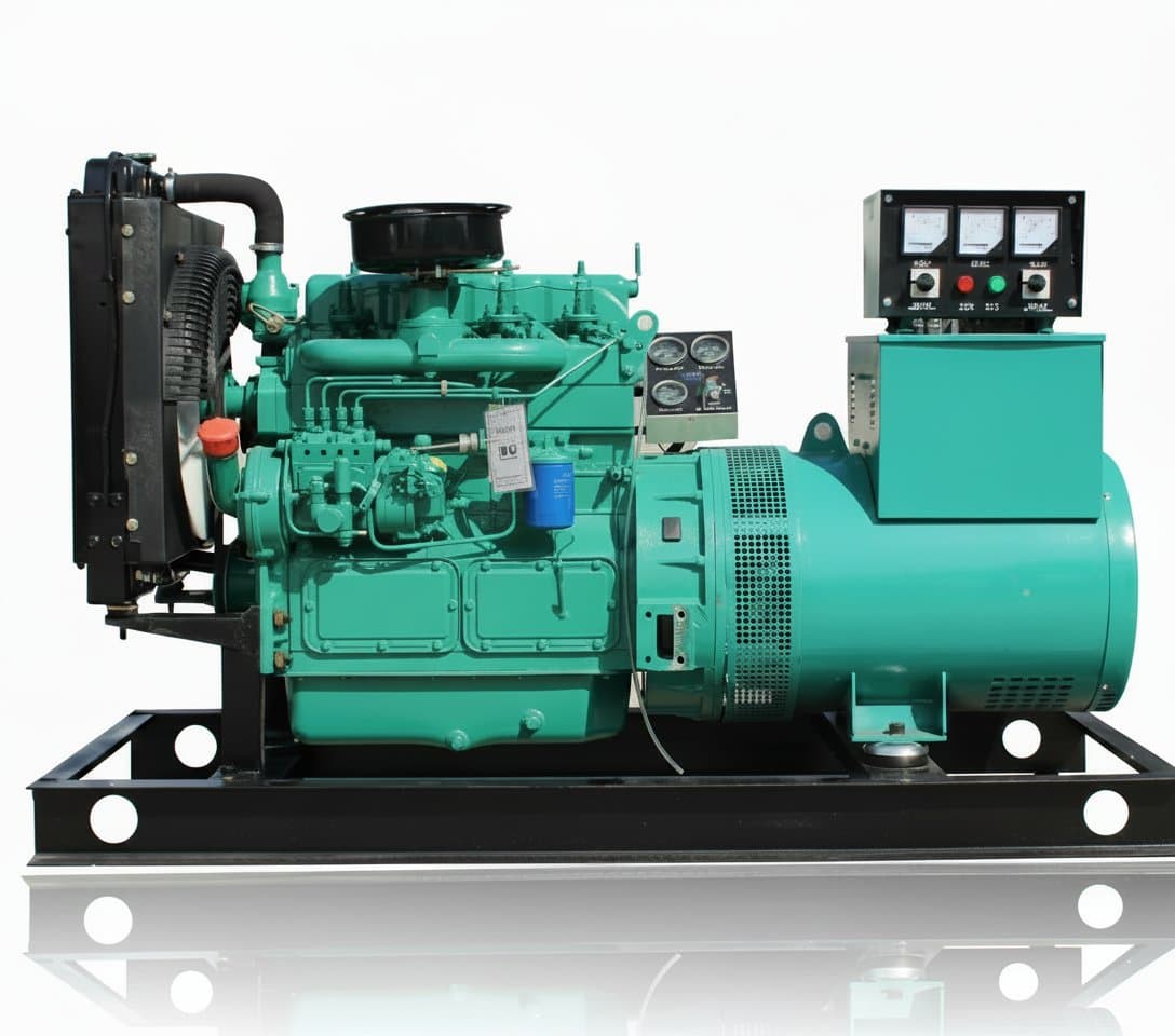 Weifang Ricardo 30kw diesel generator with ZH4100D engine and brush alternator, a reliable industrial power source on a steel frame.